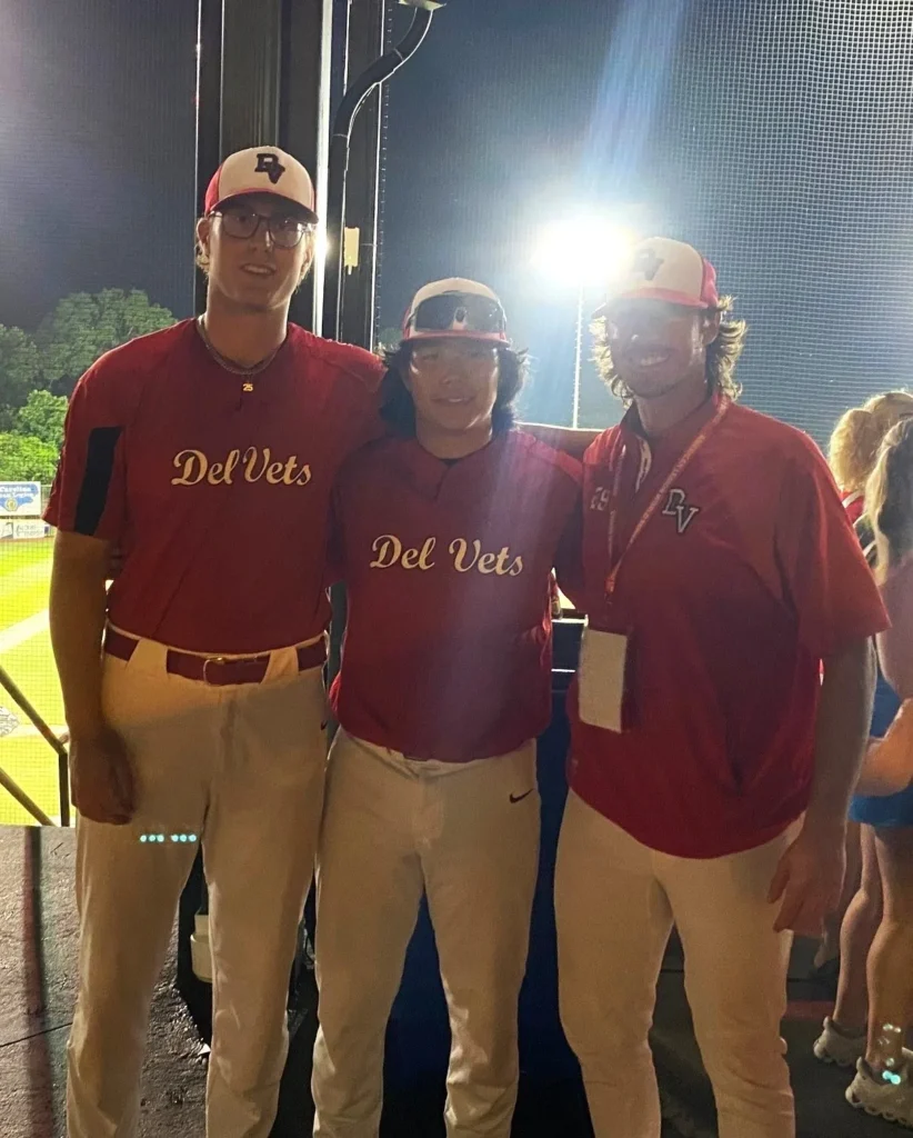 Three players from the Del Vets baseball team.