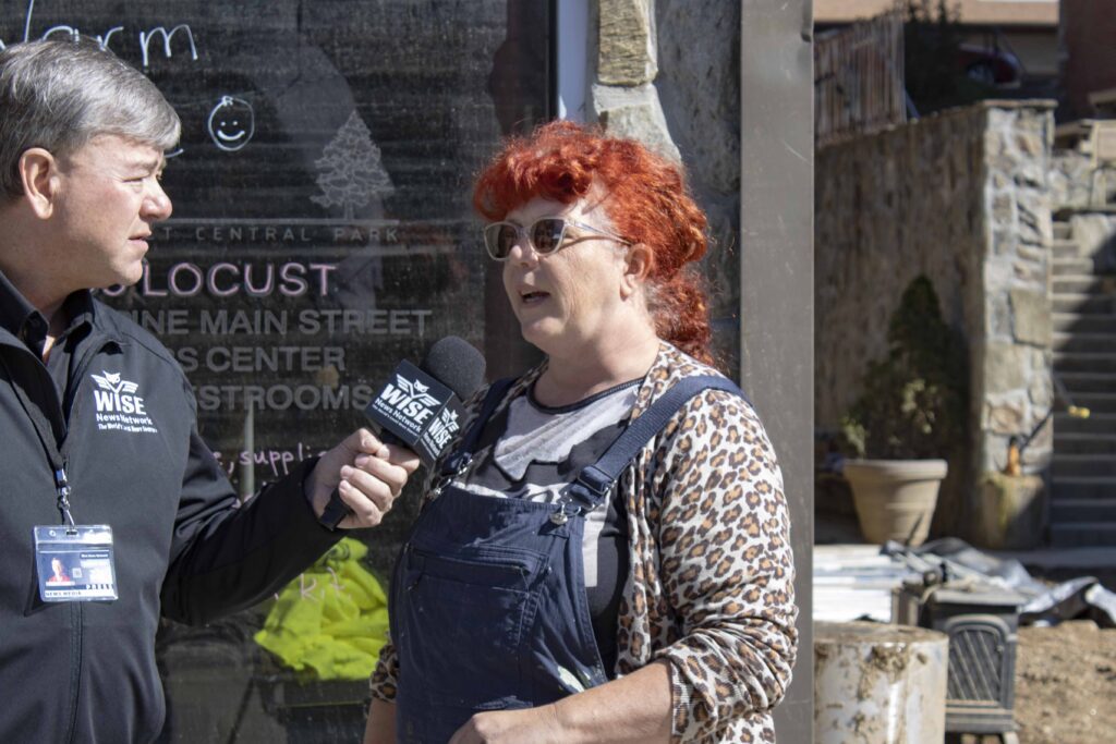 Rusty Wise (Wise News Networks founder) interviewing Katie Elkins, the Spruce Pine Media and Marketing Coordinator.