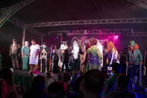 The contestants on stage during Scaryville's costume contest.