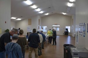 A line of voters readying themselves to vote in the 2024 presidential election.