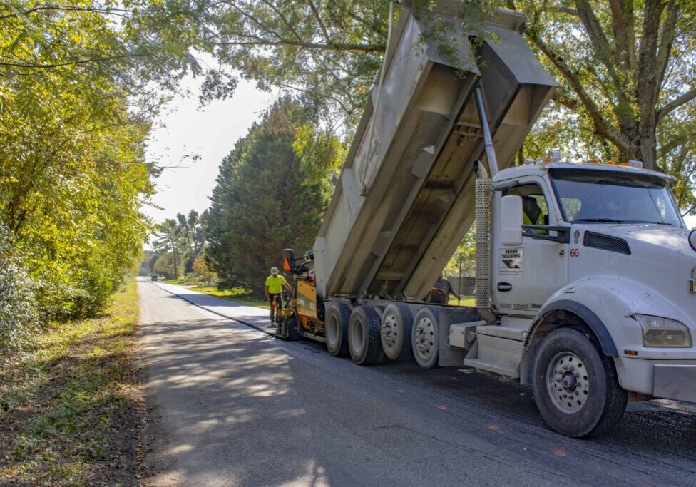 Repaving being done on Benaja Drive in Cherryville NC.