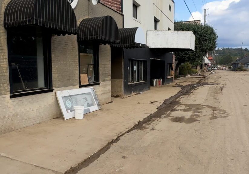 A photo of the damages to Spruce Pine's Locust Street on October 3rd.