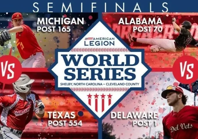 A poster of the 2024 american legion world series.